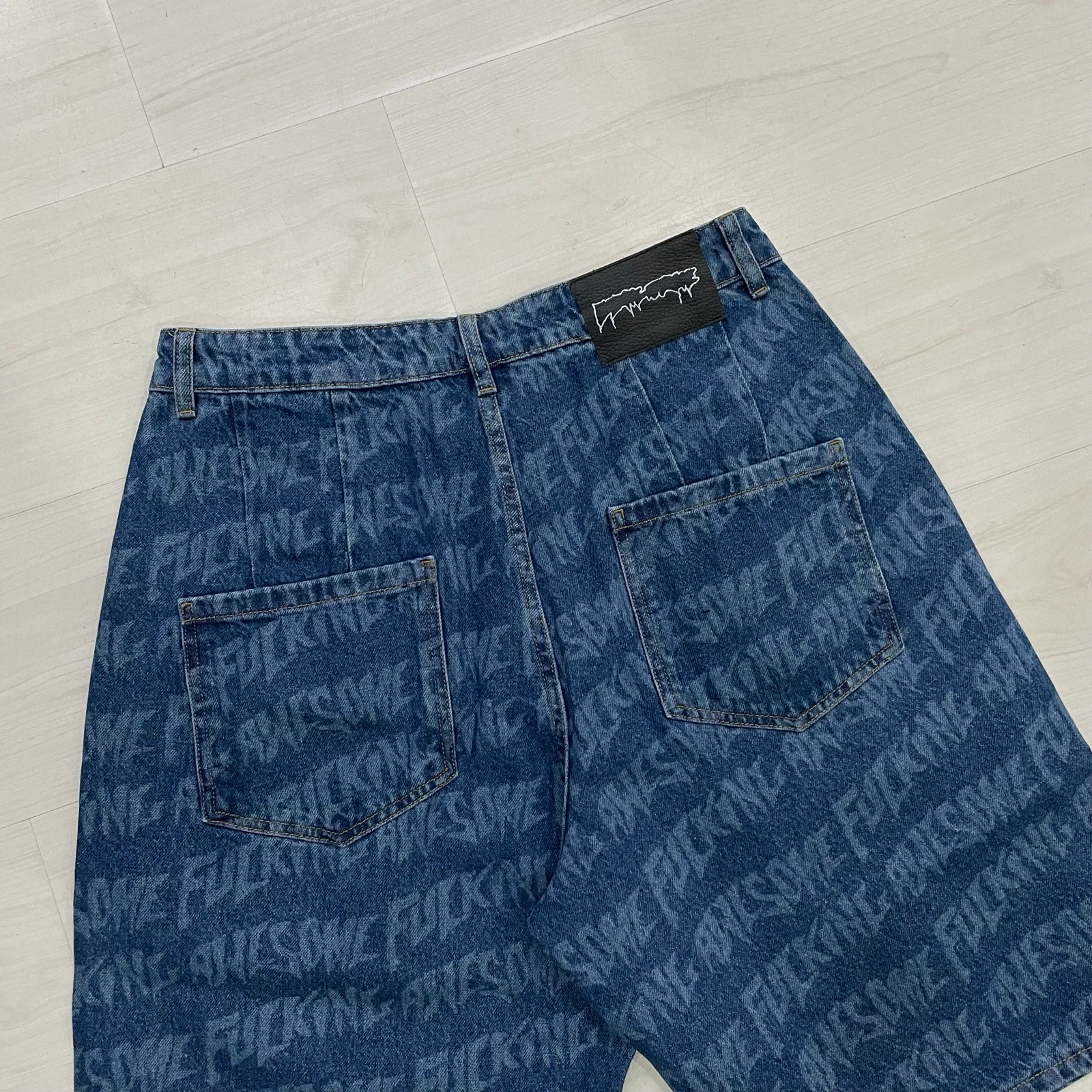 Fucking Awesome korte broek - Baggy Pleated Denim Shorts (blauw) – photo 4